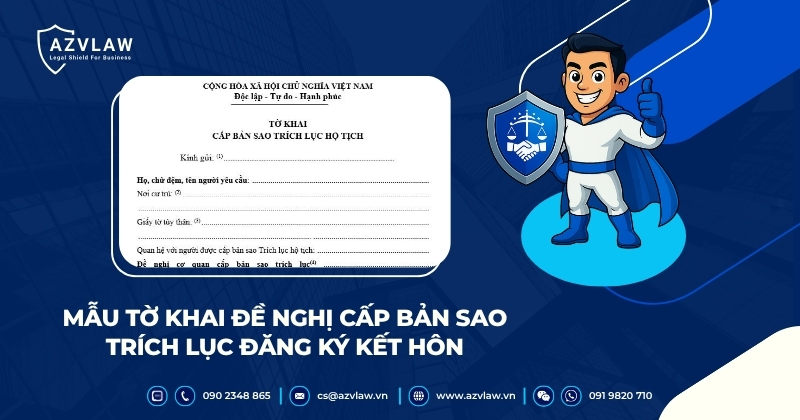 Mẫu tờ khai đề nghị cấp bản sao trích lục đăng ký kết hôn