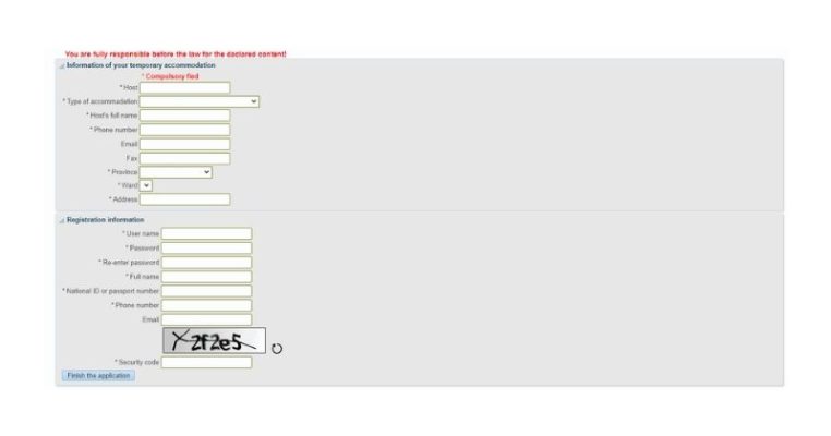 Create an Account to Register Foreigners for Temporary Residency in Vietnam Online