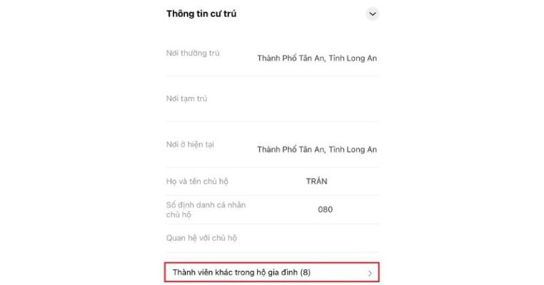 Thành viên khác trong hộ gia đình