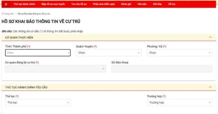Điền đầy đủ thông tin được yêu cầu
