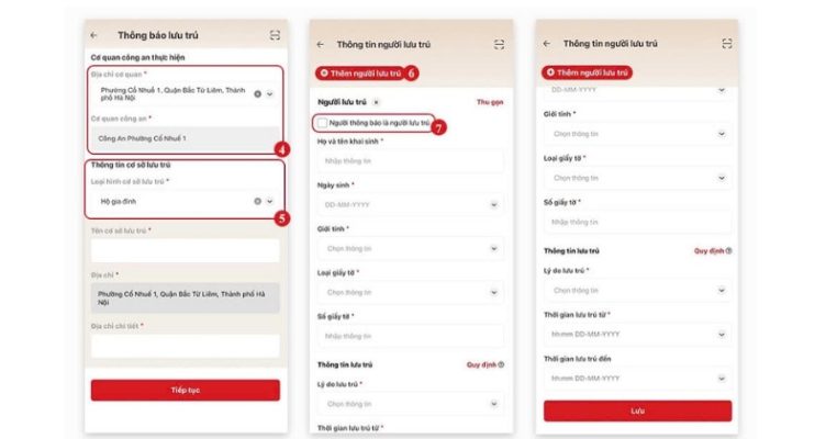 Điền đầy đủ thông tin vào các mục được yêu cầu