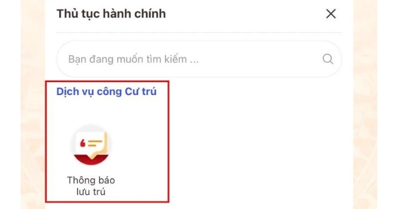 Chọn "Thông báo lưu trú"