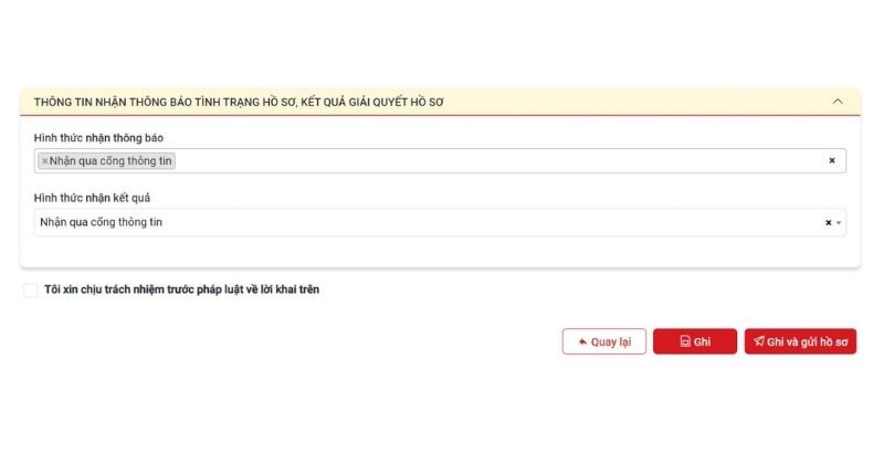 Chọn hình thức nhận kết quả