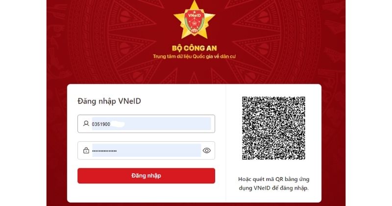 Đăng nhập VNeID trên Cổng Dịch vụ công Quốc gia