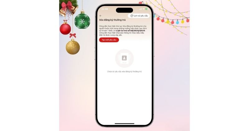Giao diện chính của tính năng Xóa đăng ký thường trú