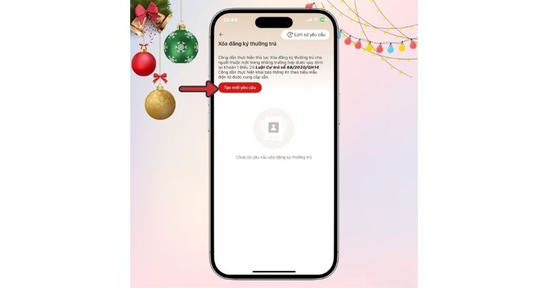 Nhấn vào mục Tạo mới yêu cầu