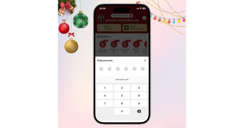 Nhập passcode để tiếp tục thủ tục