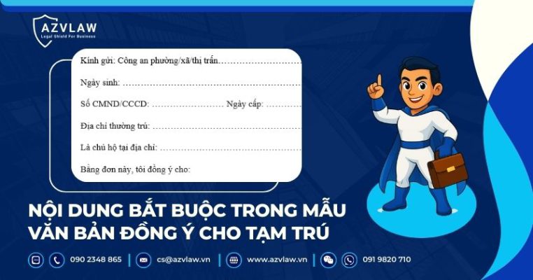 Nội dung bắt buộc trong mẫu văn bản đồng ý cho tạm trú
