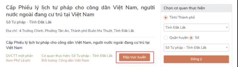 Chọn “Nộp trực tuyến”