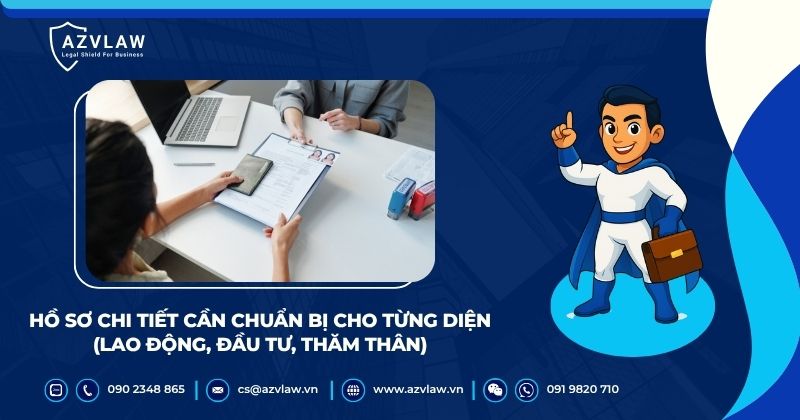 Hồ sơ chi tiết cần chuẩn bị cho từng diện (lao động, đầu tư, thăm thân)