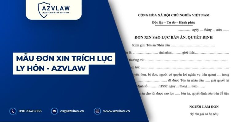 Mẫu đơn xin trích lục ly hôn - AZVLAW