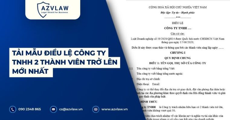 Tải mẫu điều lệ công ty TNHH 2 thành viên trở lên mới nhất