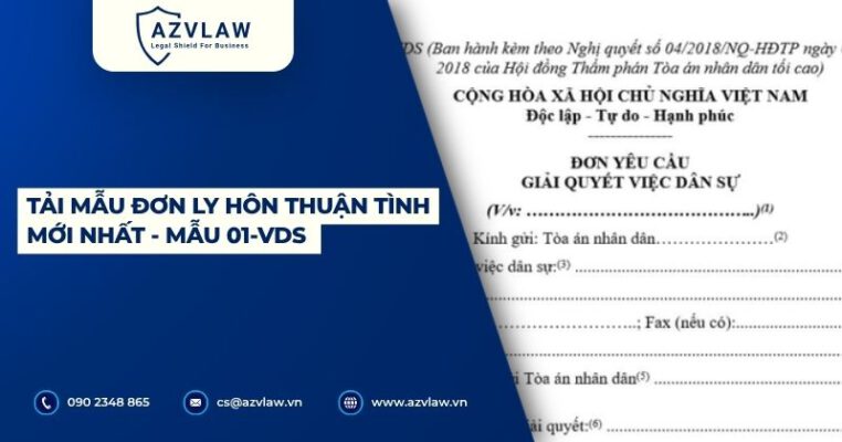 Tải mẫu đơn ly hôn thuận tình mới nhất - Mẫu 01-VDS