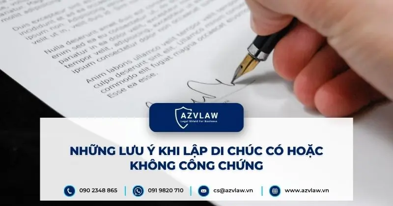 Những lưu ý khi lập di chúc có hoặc không công chứng