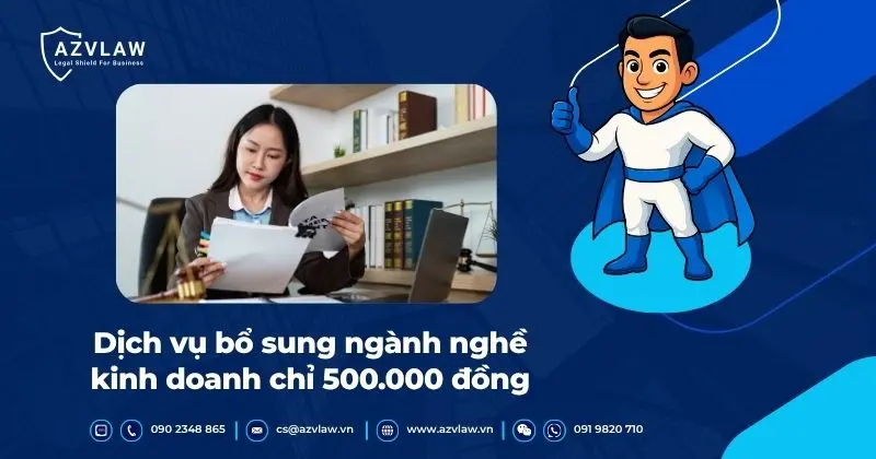 Dịch vụ bổ sung ngành nghề kinh doanh chỉ 500.000 đồng